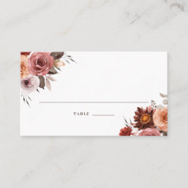 Boho Fall Watercolor Blommigt Bouquet Bröllop Stäl Placeringskort