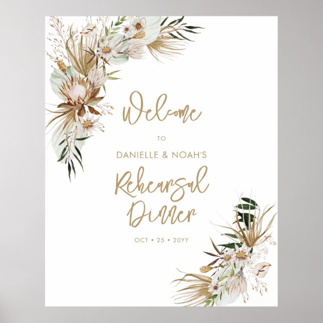 Boho Fall Wedding Rehearsal Dinner Välkomsthälsnin Poster (Framsidan)