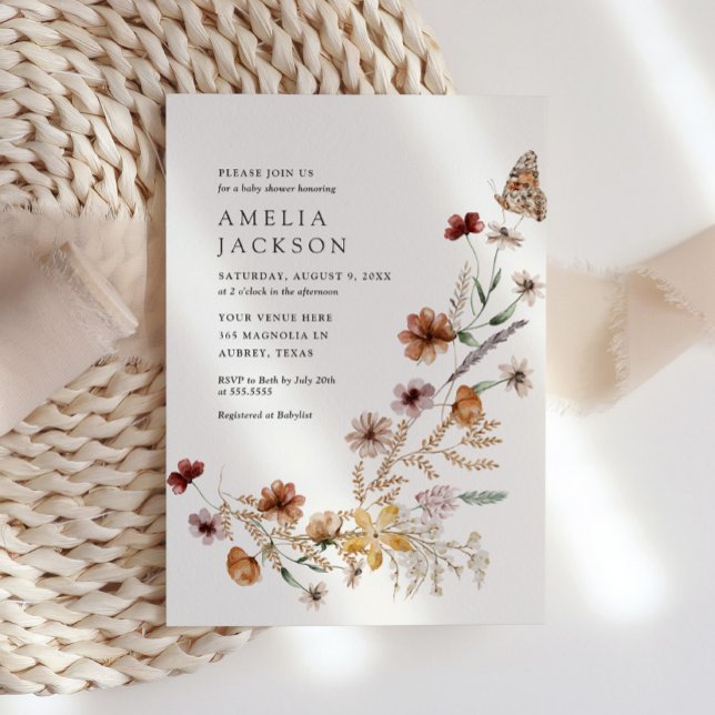 Boho Fall WildblomBaby Shower Inbjudningar (Skapare uppladdad)