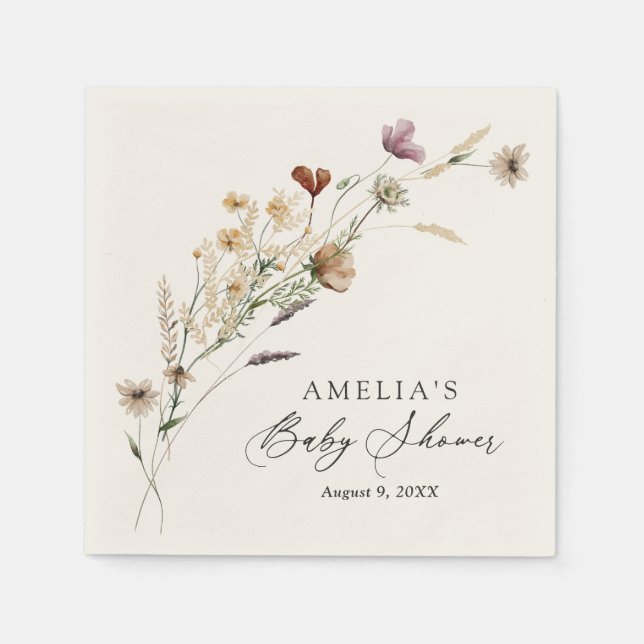 Boho Fall WildblomBaby Shower Pappersservett (Framsidan)