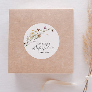 Boho Fall WildblomBaby Shower Runt Klistermärke