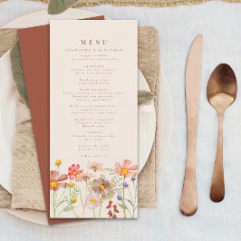 Boho Fall WildblomBlommigt Beige Bröllop Meny