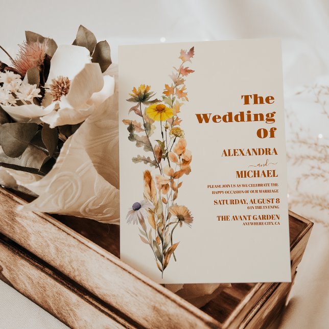 Boho Fall WildblomBröllop Inbjudningar (Skapare uppladdad)