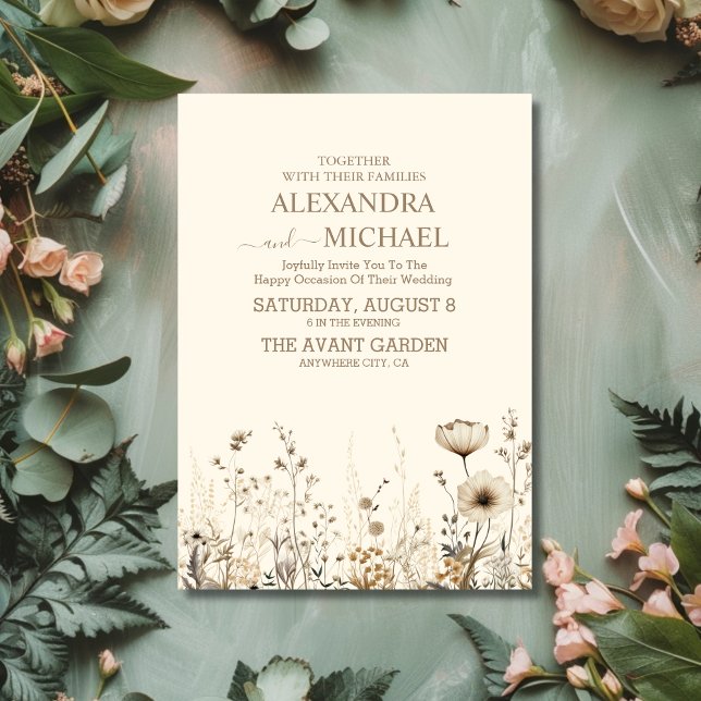 Boho Fall WildblomBröllop Inbjudningar (Skapare uppladdad)