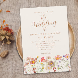 Boho Fall WildblomBröllop Inbjudningar