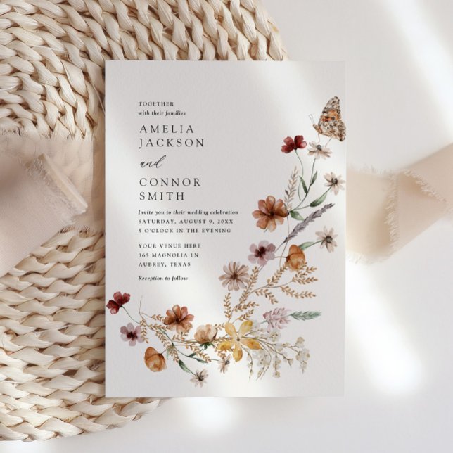 Boho Fall Wildblombröllopsinbjudan Inbjudningar (Skapare uppladdad)