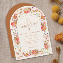 Boho Fall Wildblomch Arch Burnt Orange Bröllop