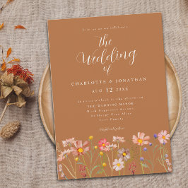 Boho Fall WildblommTerracotta Blommigt Bröllop Inbjudningar