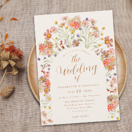 Boho Fall WildblomTerracotta Bröllop Inbjudningar