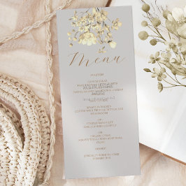 Boho Fall Wildblomu Bröllop Menu Meny