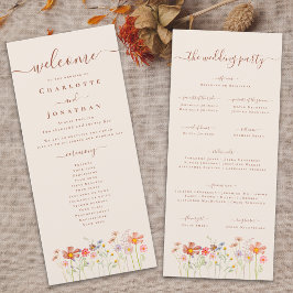 Boho Fall Wildflower Meadow Wedding Ceremony Meny