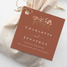 Boho Fall Wildflower Terracotta Custom Wedding Gåvor Etiketter
