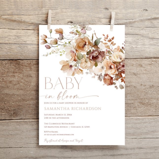 Boho faller blommigt baby bloom babydusch inbjudningar (Skapare uppladdad)