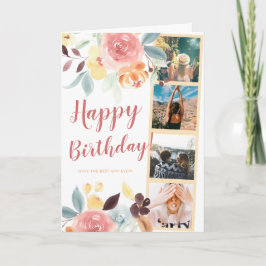 Boho faller blommigtens vattenfärgsfotorutnätsföde kort