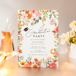 Boho faller, rustik handmålad blommigt studenten inbjudningar