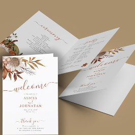 Boho faller vattenfärgen blommigt teracotta bröllo program