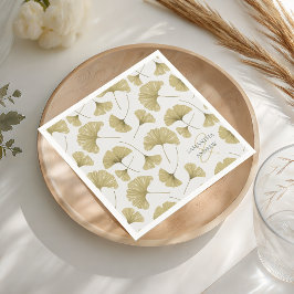 Boho Falsk Guld Botanisk Mönster Monogram Pappersservett