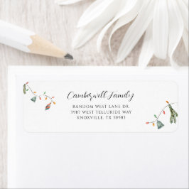 Boho-familjens botaniska Returadress vid jul Etikett