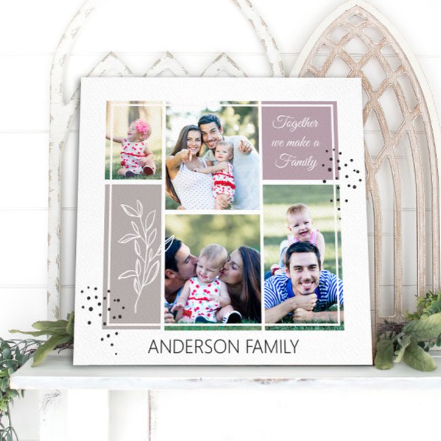 Boho FAMILY Photo Collage Script Modern offert Canvastryck (Skapare uppladdad)