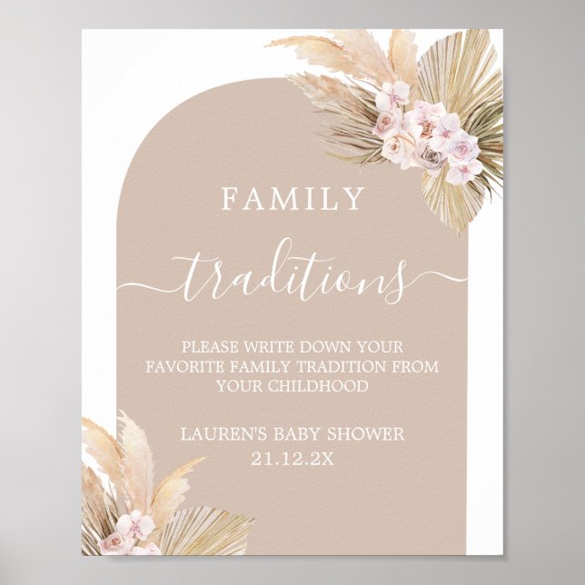 Boho Family Traditions Baby Shower-skylt Poster (Framsidan)