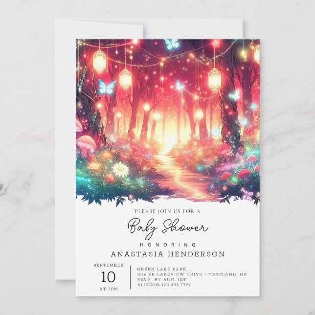 Boho Fantasy Enchanted Forest Baby Shower Inbjudningar (Framsida)