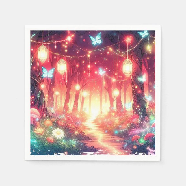 Boho Fantasy Enchanted Forest Baby Shower Pappersservett (Framsidan)