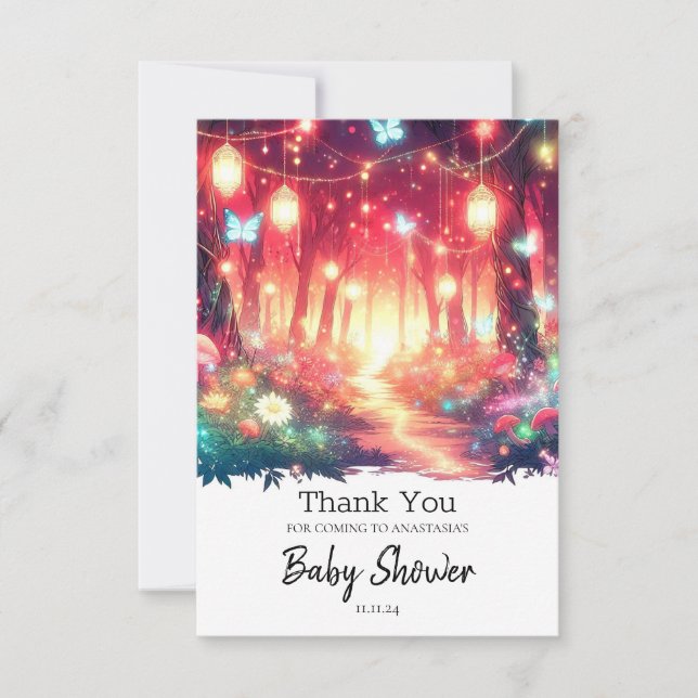 Boho Fantasy Enchanted Forest Baby Shower Tack Kort (Framsida)