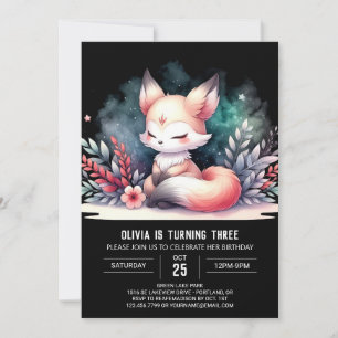 Boho Fantasy Fox Birthday digital Inbjudningar