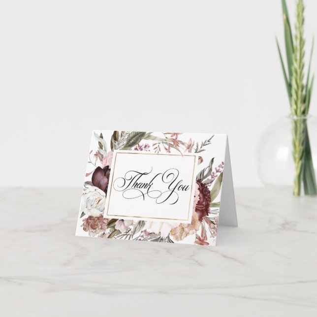 Boho Fantasy Watercolor Blommig Tacksamhet Tack Kort (Framsida)