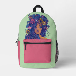 Boho Fantasy Woman med Blommigt Hair