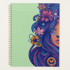 Boho Fantasy Woman med Blommigt Hair