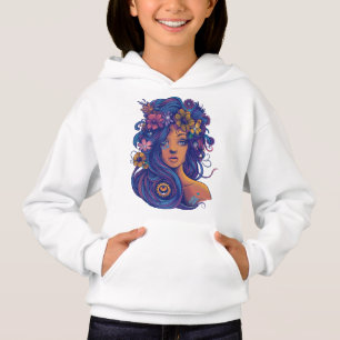 Boho Fantasy Woman med Blommigt Hair T Shirt