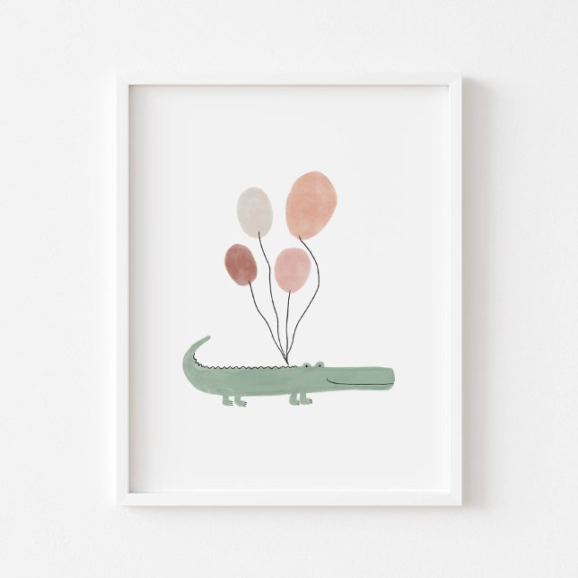 Boho färg alligator med ballonger poster (Skapare uppladdad)