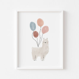 Boho färg Lama med ballonger poster