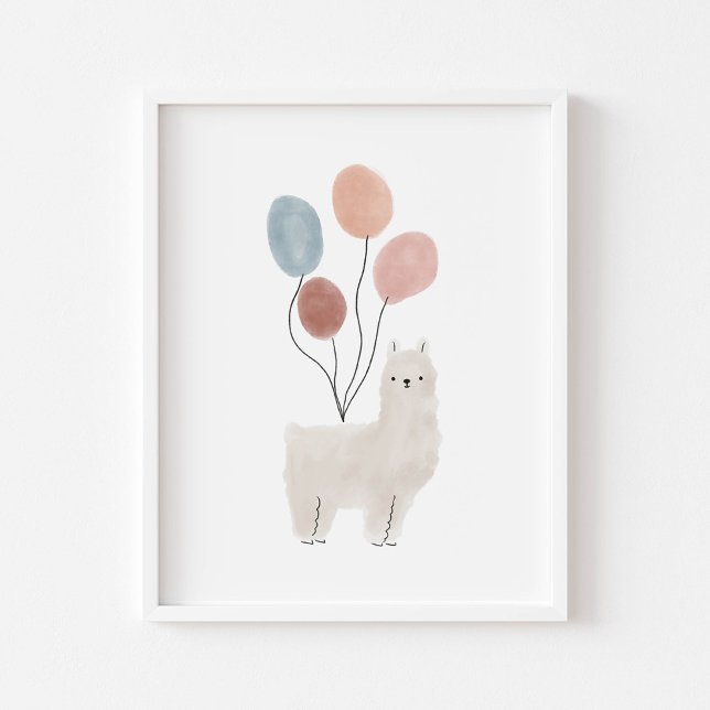 Boho färg Lama med ballonger poster (Skapare uppladdad)