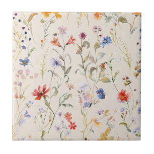 Boho Färg vattenfärgsblomma i vild Kakelplatta