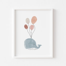 Boho färgad baby valale med ballonger poster