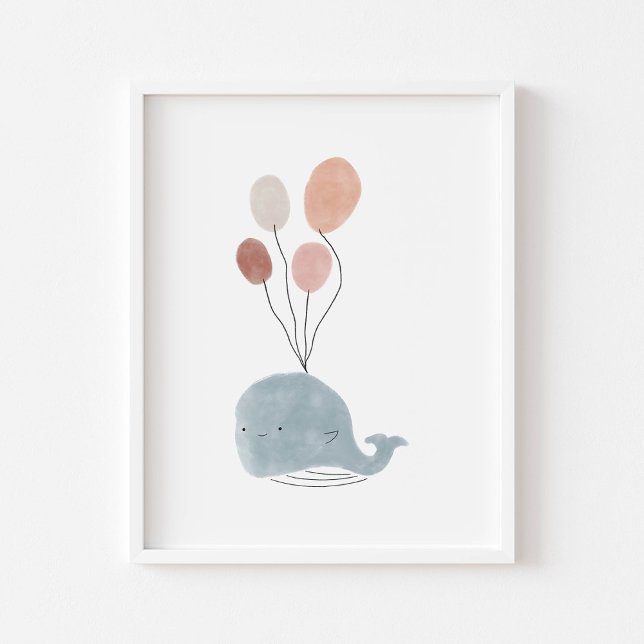 Boho färgad baby valale med ballonger poster (Skapare uppladdad)