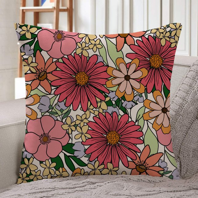 Boho Färgad Blommönster Kudde (Skapare uppladdad)