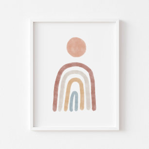 Boho färgad sol och regnbåge poster
