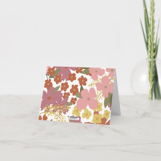 Boho färgglad vildblomma tackkort (Baksida)