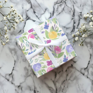 Boho färgglatt vår vattenfärg blommönster presentpapper