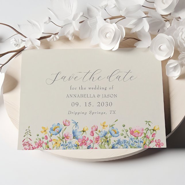 Boho Färgglommig Vildblomma Spara Datum för Bröllo Datumet (Skapare uppladdad)