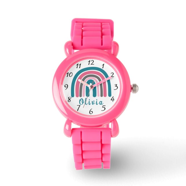 Boho färgstark regnbåge med Personlig Namn Armbandsur (Framsida)