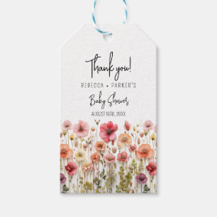 Boho färska blommor Baby Shower Presentetikett