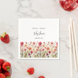 Boho färskblommor Baby Shower Pappersservett
