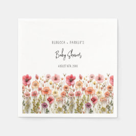 Boho färskblommor Baby Shower Pappersservett