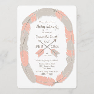 Boho Feather and Arrow Girl Baby Shower-inbjudan Inbjudningar