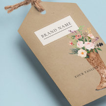 Boho Feather Blommigt Boot QR-kod Häng Märkre W/St