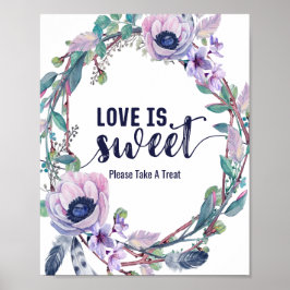 Boho Feather & Blommigt Wandeandan Bröllop Kärlek  Poster